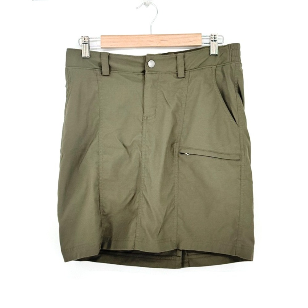Duluth Trading Dry On The Fly Skort Olive Green Utility Gorpcore Outdoor Size 6